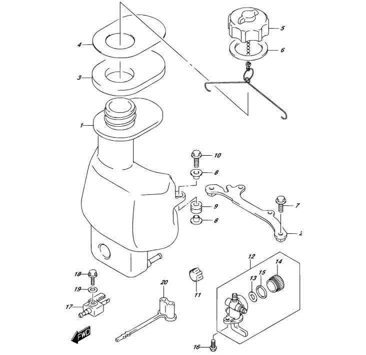 Benzintank intern Einbautank Suzuki 4PS 5PS 6PS 4Takt Außenteile