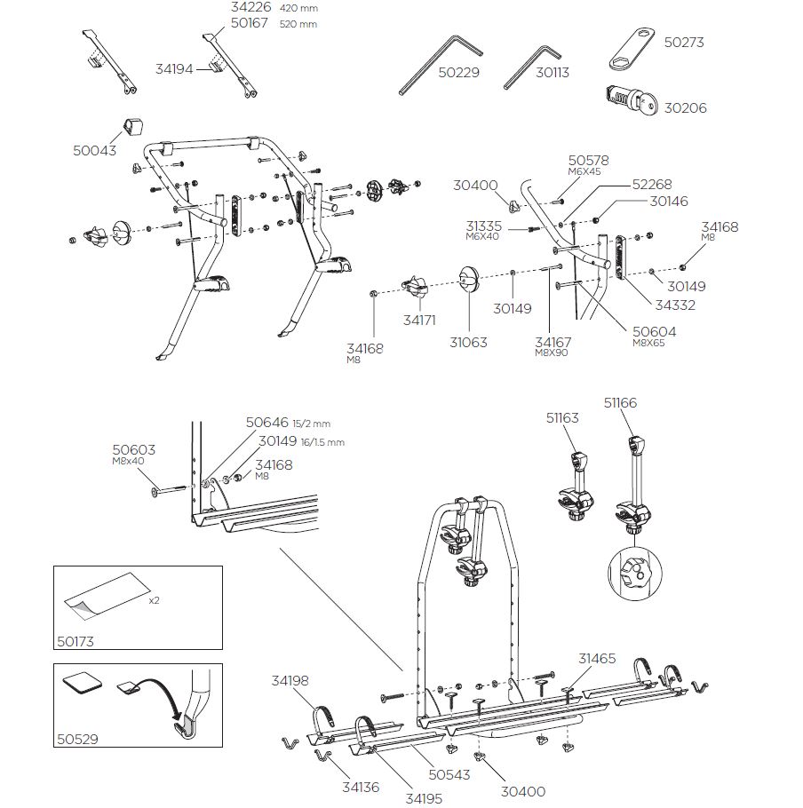 Befestigungsmaterial Ecken u.Teile für Fahrradträger Hymer Multi Tale,  19,95 €