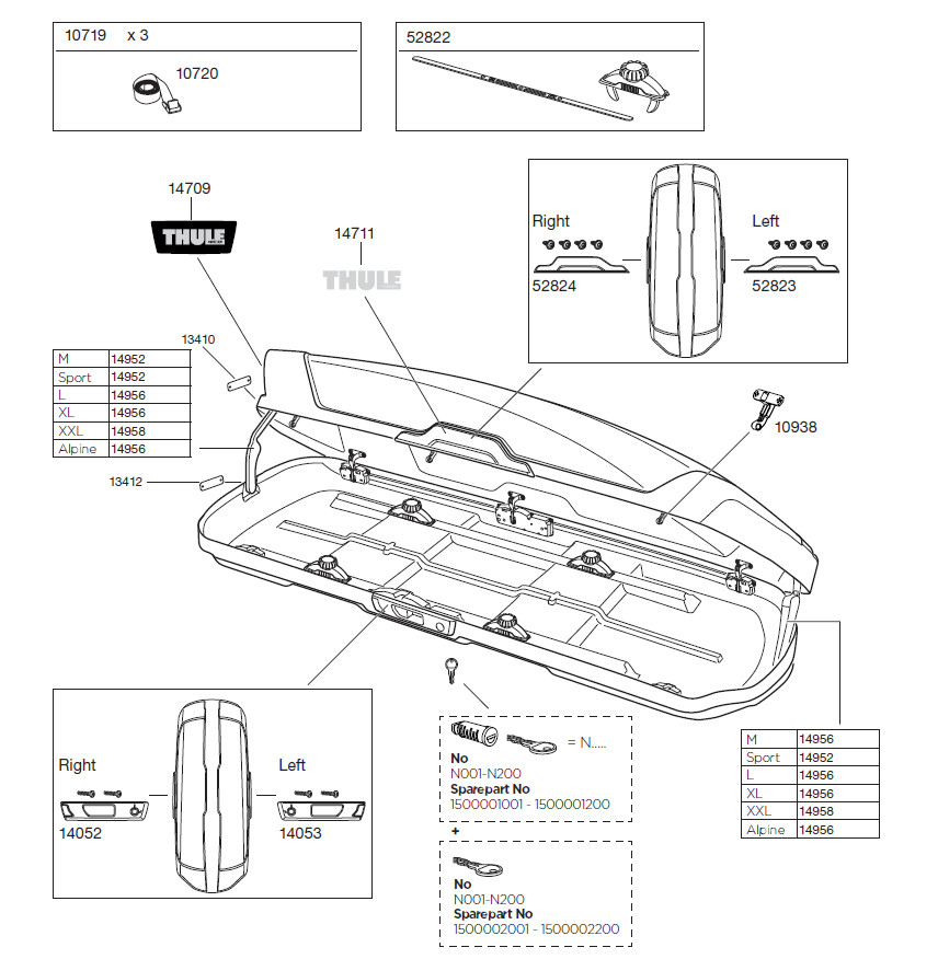 Ersatzteile für Thule Dachbox Motion XT 6292 6295 6296 6297 6298