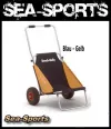 Transportwagen Sitzwagen Blau-Gelb Eckla Beach Rolly Surfboards Kanus Kajaks 