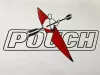 Aufkleber Poucher Faltboote, Fanartikel Pouchlogo weiß