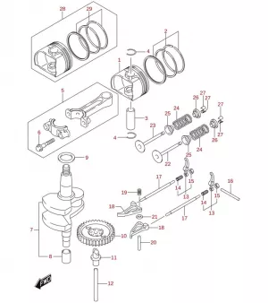 Ersatzteilliste für Suzuki 2,5PS 4Takt Motor Kurbelwelle Ersatzteileliste