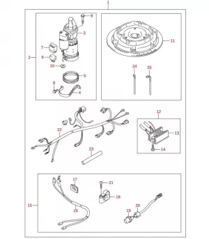 Ersatzteilliste für Suzuki 25PS 30PS Modelle 2005-2011 4Takt Außenborder Optional Elektro E-Starter Ersatzteileliste DF25 DF30 Bestellung per Werksvertrag auf Kundenwunsch