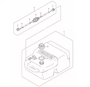 Ersatzteileliste für Tankset Original Benzintank Suzuki Marine Tank 25L 25Liter Kunststofftank mit KraftstoffFuellstandsanzeige altern. 65000-95D01-000 Modell mit grossem 13,0mm Tankanschluss