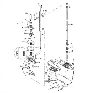 Ersatzteileliste für Mercury Mariner 15PS 11KW 2Takt Außenborder Getriebe Unterwasserteil Ersatzteilliste Seriennr. 9542620-9792199 Design II 2