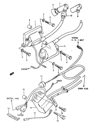 Ersatzteileliste für Suzuki DT4 DT5 DT6 2Takt Außenborder Elektrik Ersatzteile 4PS 5PS 6PS