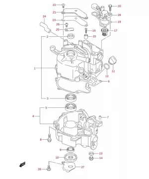 Ersatzteilliste für Suzuki 2,5PS 4Takt Motor Zylinderblock Ersatzteileliste