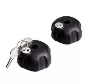Drehgriff Knob AcuTight Drehgriff Knebelmutter Knopf Thule Drehmomentbegrenzer 526000 für Fahrradträger 2er Set mit Schloss und Schlüssel Schlossnummer nicht wählbar (Nachfolgeprodukt 526010)