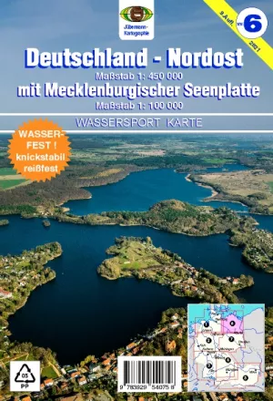 WW6 Wassersportwanderkarte Nr.6 Deutschland Nordost isbn 978-3-929540-75-8 9.Auflage 2022 Jübermann Wassersportkarte