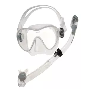 Transparentes Clear Schnorchelset mit rahmenloser Brille F1 und Dry Schnorchel von Cressi Sub Taucherset Maske Tauchmaske
