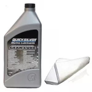 1Liter High Performance Marine Getriebeöl Quicksilver GearLube Premium f. Mercury und Mariner plus 1x Ölbindetuch Oelbindetuch weiss 38X46cm Würth