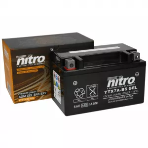 Batterie Nitro YTX7A-BS Gel 12V 6AH (wartungsfrei) Abmessungen HxBxT: 94x150x87mm Steckertyp: A
